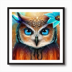 Owl With Blue Eyes 35 Art Print