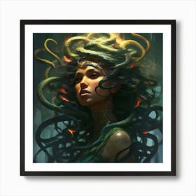 A Winged Female Creature Having A Head Of Hair Consisting Of Snakes Unlike The Gorgons She Was Art Print