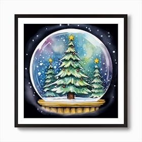 Snow Globe With Christmas Tree Art Print