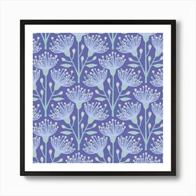 AUSTRALIAN EUCALYPTUS Floral Botanical in Very Peri Purple Teal Beige Lavender Art Print