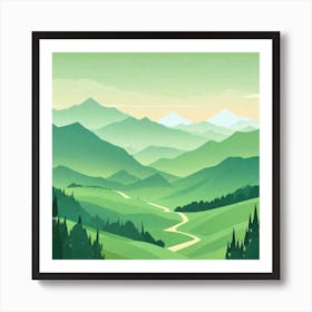 Misty mountains background in green tone 143 Art Print