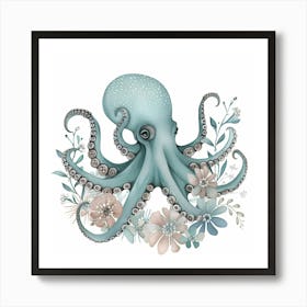 Blue Storybook Style With Seaweed & Coral 3 Art Print