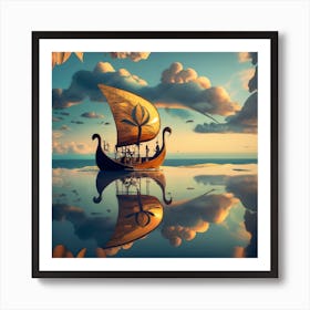 Viking Ship In The Water Art Print