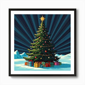 Christmas tree on ice Art Print