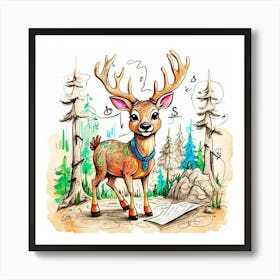 Deer In The Woods 97 Art Print