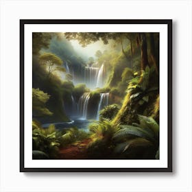 Waterfall In The Jungle Art Print