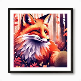 Fox In The Forest 26 Art Print