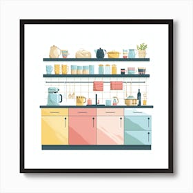 Kitchen With Pots And Pans Art Print