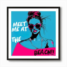 Beach Quotes Hot Pink - At The Beach Art Print