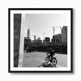 Man On Bike In New York City 1 Art Print