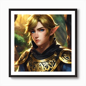 Portrait Of Link A Black And Gold Tunic Art Print