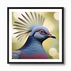 National Geographic Realistic Illustration Victoria Crowned Pigeon Goura Victoria Close Up 3 Art Print