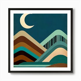 Moon And Mountains 1 Art Print