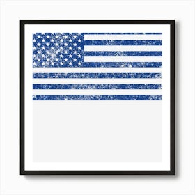 Usa American Flag Blue Distressed Look Art Print