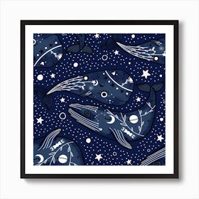 Mystic Ocean Whales Art Print