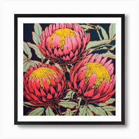 Protea 1 Pop Art Illustration Square Art Print