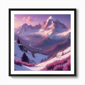 Snowy Mountains Paintings Art Print Art Print