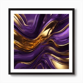 Abstract Purple And Gold Swirls Art Print