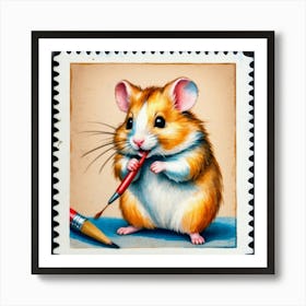 Hamster With Pencil Art Print