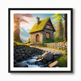 Small Cottage In The Forest Art Print