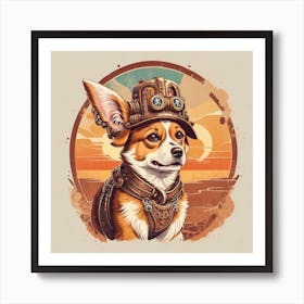 Steampunk Corgi Art Print