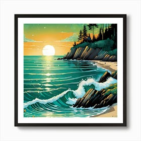 Sunset At The Beach Art Print