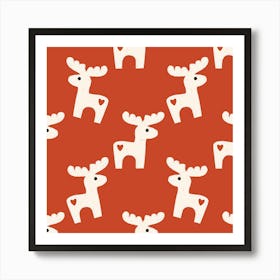 Dala Horse Minimal Retro Bold Red Art Print