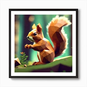 Low Poly Squirrel 2 Art Print