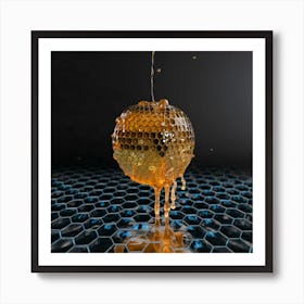 Honey Bee On Honeycomb Art Print