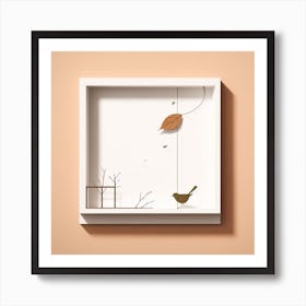 Birds and leaves and the window Art Print