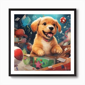 Puppy In A Box Art Print