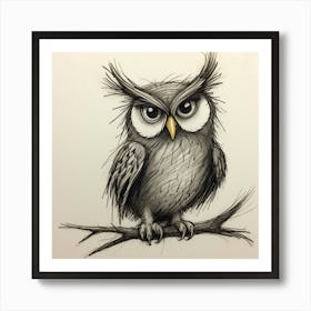 Owl Drawing 1 Art Print