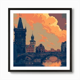 A Prague With Charles Bridge Lofi Illustration 1720467760 2 Art Print