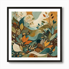 'Savannah', Floral Pattern, Abstract Piece With Organic Shapes And Earthy Colors art print Art Print