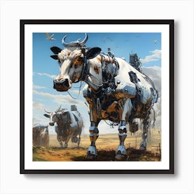 Surreal Cyborg Cows On A Farm Ai Art Depot 25 Art Print