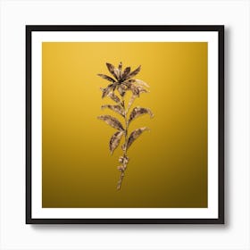 Gold Botanical February Daphne Flowers on Mango Yellow n.2288 Art Print