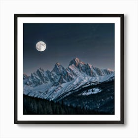 Full Moon In The Mountains Art Print