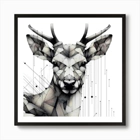 Young Deer - Abstract Line Art Illustration 116 Art Print