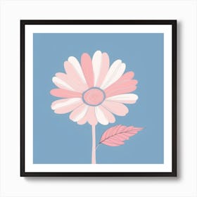 A White And Pink Flower In Minimalist Style Square Composition 466 Art Print