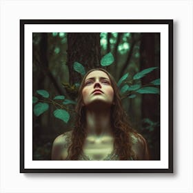 Portrait Of A Woman In The Forest Art Print