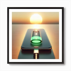 Sunset With Mobile Phone Charging Art Print