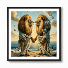 Lions In Love Art Print