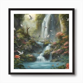 Waterfall In The Forest 3 Art Print