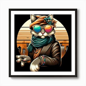 Hipster Cat Art Print