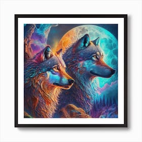 Wolf In The Moonlight 1 Art Print