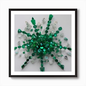 Emerald & Silver Art Print