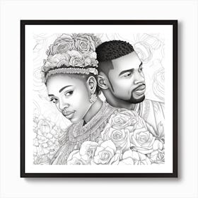 Couple In Love Coloring Page Art Print