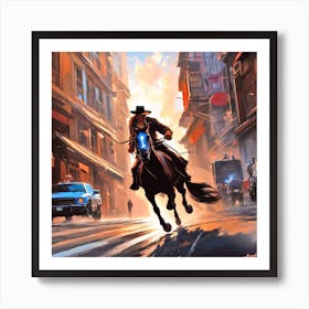 Cowboy On Horseback 6 Art Print