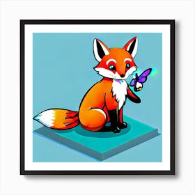 Fox With Butterfly Art Print