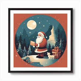 Santa Claus In The Forest Christmas Art Print